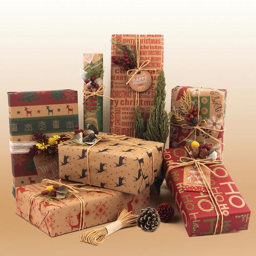 亚马逊圣诞复古牛皮纸包装纸情人节生日礼物礼品包装纸批发书皮纸